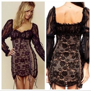 NWT: FOR LOVE & LEMONS • Monroe Black Lace Dress
